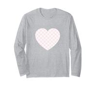 Simpatico motivo a cuori rosa e bianco Love Grafica minimalista Maglia a Manica
