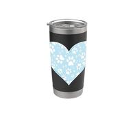 Simpatico motivo a forma di zampe a forma di cuore azzurro per cani e gatti Love Pets Bicchiere termico in acciaio inox doppia parete