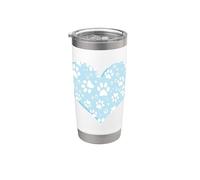 Simpatico motivo a forma di zampe a forma di cuore azzurro per cani e gatti Love Pets Bicchiere termico in acciaio inox doppia parete