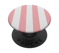 Simpatico motivo a strisce bianche rosa chiaro minimalista PopSockets PopGrip Adesivo