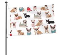 Simpatico motivo carlino Chihuahua bandiera 2 x 3 ft bandiera da giardino bandiere da giardino su entrambi i lati resistenti allo sbiadimento bandiera all'aperto divertente bandiera per vacanze con