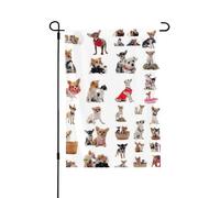 Simpatico motivo carlino Chihuahua bandiera della pace stampa 3d verticale su entrambi i lati decorazione per la casa all'aperto giardino patio cortile prato bandiera 71 x 101 cm