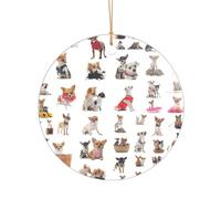 Simpatico motivo chihuahua con carlino, regalo di nozze, ornamento natalizio in acrilico per sposi e coppie