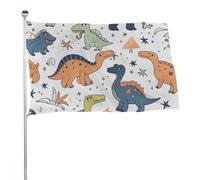 Simpatico motivo di dinosauri bandiera 88,9 x 150 cm stampato su entrambi i lati bandiera da giardino banner decorativo non sbiadisce bandiera da cortile con occhielli in ottone da appendere sfondo