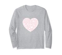 Simpatico motivo floreale con cuori rosa Love grafica minimalista Maglia a Manica
