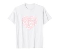 Simpatico motivo floreale con cuori rosa Love grafica minimalista Maglietta