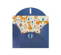 Simpatico motivo floreale con stampa animale, con fibbia di amore, carta perlata con buste, biglietti di auguri, Thinking Of You 10 x 15,2 cm