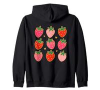 Simpatico motivo fragola con cuori Felpa con Cappuccio