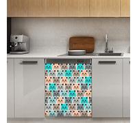 Simpatico motivo gatto animale copertura magnete lavastoviglie, simpatico gatto decorazione magnetica pannello Stiker per frigorifero cucina decorazione porta, 58,4 x 66 cm