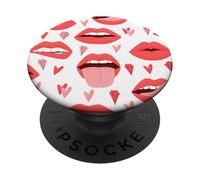 Simpatico motivo labbra rosse e cuori PopSockets PopGrip Adesivo