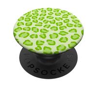 Simpatico motivo leopardato verde e bianco per ragazze e donne PopSockets PopGrip Adesivo