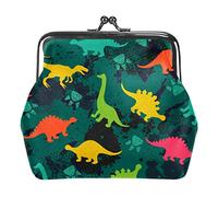 Simpatico motivo per bambini per ragazze e ragazzi. I dinosauri colorati sullo sfondo grunge astratto creano un divertente disegno animato. Sfondo urbano per tessuti e tessuti. Portamonete Kiss Lock P