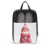 Simpatico nano che indossa un cappello lavorato a maglia rosa borsa per scarpe da viaggio per uso quotidiano anti-polvere porta scarpe da golf