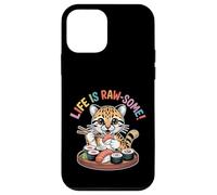 Simpatico Ocelot Mangiare Sushi Life Is Raw-some Design Custodia per iPhone 12 mini