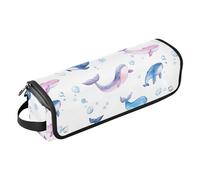 Simpatico organizer per strumenti per capelli 2 in 1 con balene blu, con cuscinetto resistente al calore, grande capacità, organizer per strumenti per capelli, per raddrizzatori, arricciacapelli