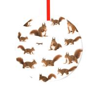 Simpatico ornamento da appendere all'albero di Natale con stampa di scoiattolo, in vetro, rotondo, ricordo durevole per vacanze, decorazione per la casa