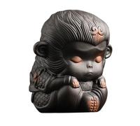 Simpatico ornamento da tè in argilla viola raffigurante il Re Scimmia meditativo, set , accessori artigianali, decorazioni tavola, regali