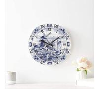 Simpatico Orologio Vintage Con Mulino A Vento Olandese Per Barca A Vela Delft Rotondo Orologio Muro Quarzo Orologi Da Appendere Silenzioso Orologio Da Parete Per Interno Scuola Soggiorno 25Cm