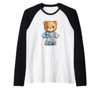 Simpatico orsacchiotto che porta un tocco di ispirazione giapponese Maglia con Maniche Raglan