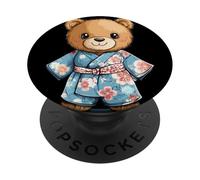 Simpatico orsacchiotto che porta un tocco di ispirazione giapponese PopSockets PopGrip Adesivo