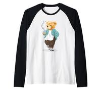 Simpatico Orsacchiotto Che Tiene Una Tazza di caffè Maglia con Maniche Raglan