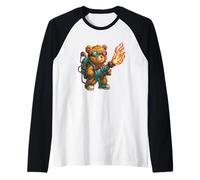 Simpatico Orsacchiotto con lanciafiamme Costume per i Fan del Fuoco Maglia con Maniche Raglan