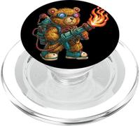 Simpatico orsacchiotto con lanciafiamme costume per i fan del fuoco PopSockets PopGrip per MagSafe
