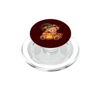 Simpatico orsacchiotto con zucca di Halloween e cappello da strega PopSockets PopGrip per MagSafe