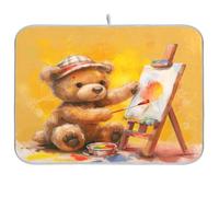 Simpatico orsacchiotto dipinto cartone animato essiccazione piatto mat asciugatura opaco cucina contatore piatto asciugatrice opaco contatore calore tappetino grande scolapiatti stuoia 18 x 24