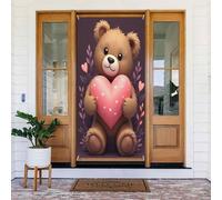 Simpatico orsetto marrone chiaro stampa n. 40 coperture decorative per porta, decorazioni per interni ed esterni, primavera, estate, autunno, inverno, Halloween, Natale, decorazioni per la casa