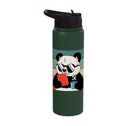 Simpatico orsetto panda con in mano un caffè e un libro che Stainless Steel Insulated Water Bottle