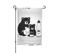 Simpatico orso bottiglia di latte bandiera decorazione da giardino 30,5 x 45,7 cm, 100% fibra di poliestere, tessuto spesso, universale per tutte le stagioni