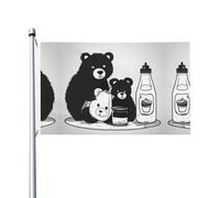 Simpatico orso bottiglia di latte stampe bandiera su entrambi i lati 3 x 5FT leggero e resistente al colore con asole Ideale per feste all'aperto e giardini.