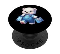 Simpatico orso con borse per la spesa Fun Art PopSockets PopGrip Adesivo