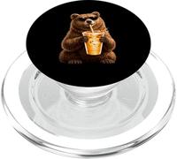 Simpatico orso Grizzly che beve caffè freddo divertente amante del caffè PopSockets PopGrip per MagSafe