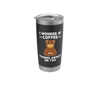 Simpatico orso Kawaii Mi chiedo se il caffè pensa anche a me Bicchiere termico in acciaio inox doppia parete