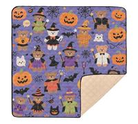 Simpatico Orso Marrone Zucca per Halloween Morbido Tappetino da Gioco Imbottito per Interni Esterni Atossici Pieghevole Bambino Pancia Tempo Tappetino da Gioco per Neonati Neonati Bambini Bambini, 127
