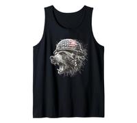 Simpatico Orso Militare con Casco Patriottico per i Fan degli orsi USA Canotta