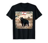 Simpatico Orso Nero con Bandiera di Berlino per i Fan della Germania e degli orsi Maglietta