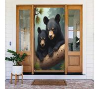 Simpatico orso nero stampa n. 138 coperture decorative per porta, decorazioni per interni ed esterni, primavera, estate, autunno, inverno, Halloween, Natale, decorazioni per la casa
