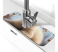 Simpatico orso polare animali rubinetto tappetino per lavello da cucina, super assorbente rubinetto Pad Splash Catcher, diatomite ad asciugatura rapida pietra rubinetto maniglia antigoccia vassoio