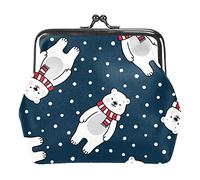 Simpatico orso polare modello cartone animato sfondo natalizio portamonete portamonete borsa portamonete regali per donne bambini ragazze portachiavi