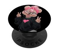 Simpatico Orso Rosa Bandana Pace Divertente Grafica Giocoso Vibrante PopSockets PopGrip Adesivo