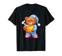 Simpatico Orso Stanco con Tazza di caffè in Pigiama Maglietta