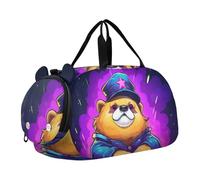 Simpatico Panda Animale Doodle Borsa Sportiva da Nuoto e Palestra con Scomparto per Scarpe Borsa da Viaggio per Il Fine Settimana Borsone per Ragazzi