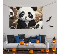 Simpatico panda animale grande banner cartello decorazione per feste 119 x 180 cm, sfondo personalizzato da appendere alla parete striscioni compleanno cortile bandiera festa fotografia sfondo per