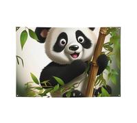 Simpatico panda arrampicata in bambù banner decorazione per feste sfondo bandiera festa di compleanno fotografia sfondo decorazione banner e segni decorazione da parete bandiere forniture per feste