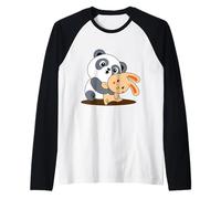 Simpatico panda con amico divertente design unisex per uomo e donna Maglia con Maniche Raglan