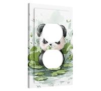 Simpatico panda copertura per interruttore della luce/coperture di uscita, verde naturale fauna selvatica per la decorazione domestica, piastre da parete termoplastiche, presa singola duplex di