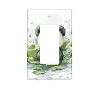 Simpatico panda copertura per interruttore della luce/coperture di uscita, verde naturale fauna selvatica per la decorazione domestica, piastre da parete in materiale termoplastico, dimensioni